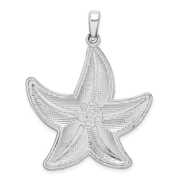 Million Charms 925 Sterling Silver Sea Life Nautical Charm Pendant, Diamond-cut Large Starfish