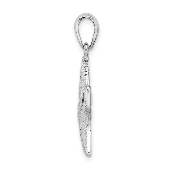 Million Charms 925 Sterling Silver Sea Life Nautical Charm Pendant, Diamond-cut Small Starfish