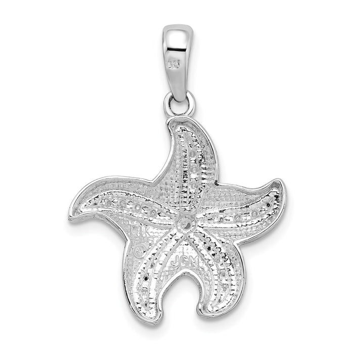 Million Charms 925 Sterling Silver Sea Life Nautical Charm Pendant, Starfish - Diamond-cut & H/P