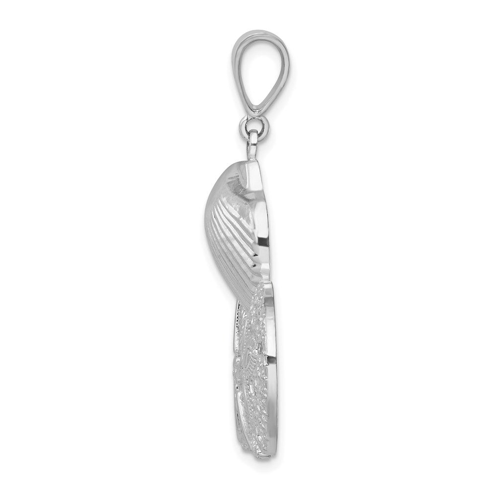 Million Charms 925 Sterling Silver Sea Life Nautical Charm Pendant, Scallop, Starfish & Sand Dollar Cluster, High Polish & Textured