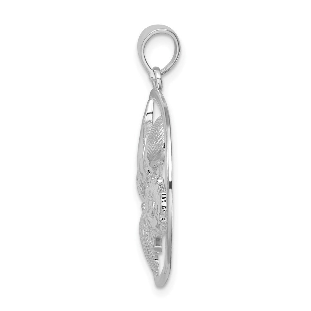 Million Charms 925 Sterling Silver Nautical Sea Life  Charm Pendant, Shell Cluster In Round Frame