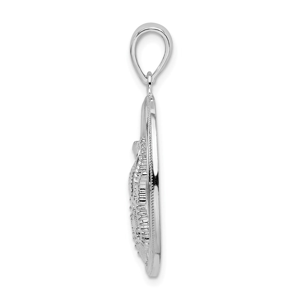 Million Charms 925 Sterling Silver Sea Life Nautical Charm Pendant, Scallop, Starfish & Seahorse In Round Frame