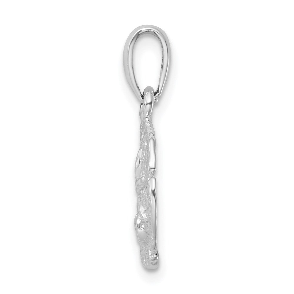 Million Charms 925 Sterling Silver Nautical Sea Life  Charm Pendant, Small Sand Dollar with Notches, High Polish & Textured