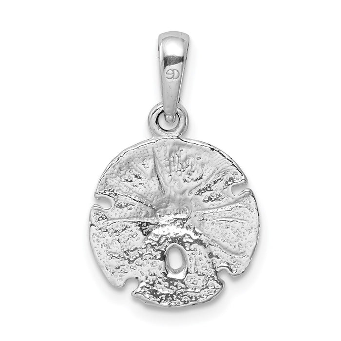 Million Charms 925 Sterling Silver Nautical Sea Life  Charm Pendant, Small Sand Dollar with Notches, High Polish & Textured