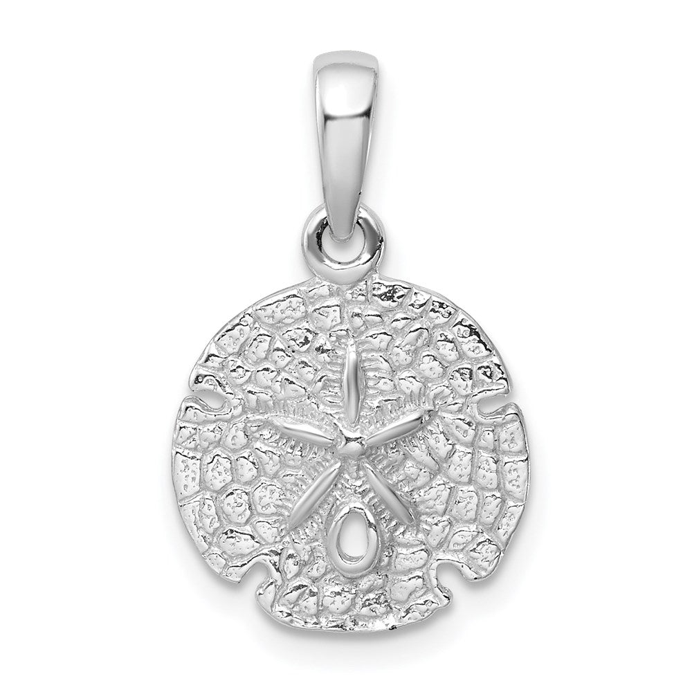 Million Charms 925 Sterling Silver Nautical Sea Life  Charm Pendant, Small Sand Dollar with Notches, High Polish & Textured