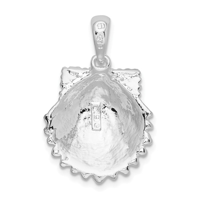Million Charms 925 Sterling Silver Nautical Sea Life  Charm Pendant, Beaded Scallop Shell, 2-D