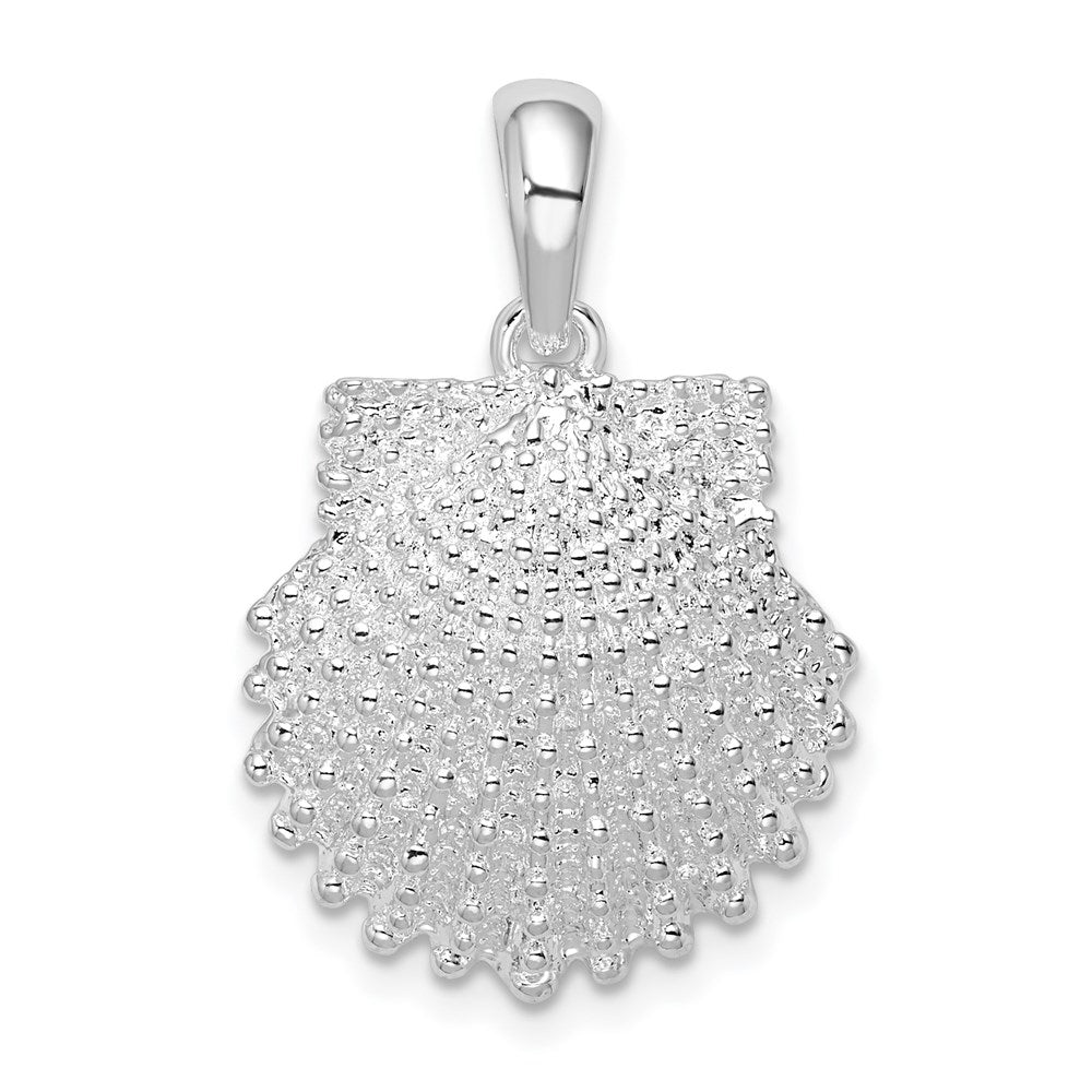 Million Charms 925 Sterling Silver Nautical Sea Life  Charm Pendant, Beaded Scallop Shell, 2-D