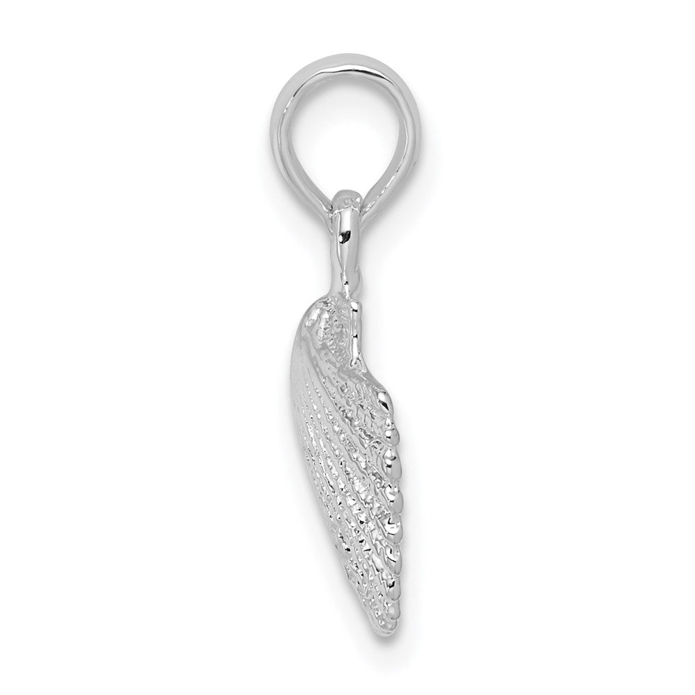 Million Charms 925 Sterling Silver Nautical Sea Life  Charm Pendant, Small Scallop Shell, 2-D Text