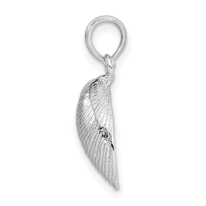 Million Charms 925 Sterling Silver Nautical Sea Life  Charm Pendant, Clam Shell, 2-D