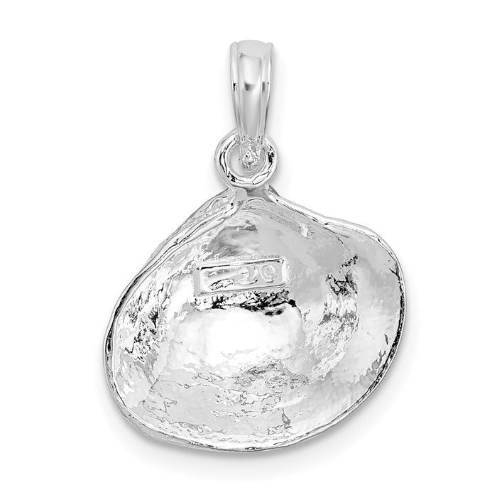 Million Charms 925 Sterling Silver Nautical Sea Life  Charm Pendant, Clam Shell, 2-D