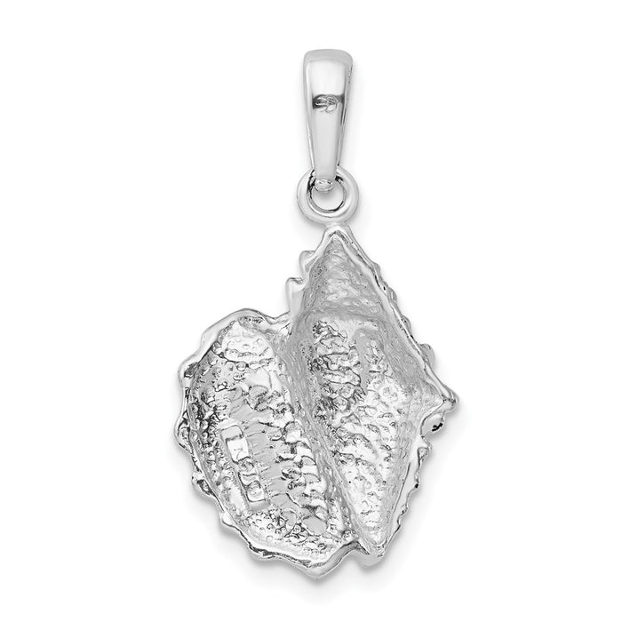 Million Charms 925 Sterling Silver Nautical Sea Life  Charm Pendant, Conch Shell Pendant, 2-D