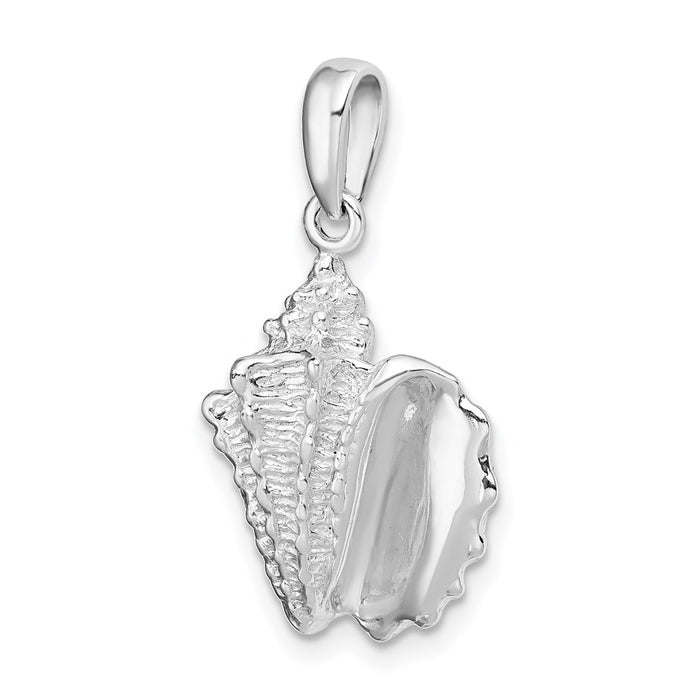 Million Charms 925 Sterling Silver Nautical Sea Life  Charm Pendant, Conch Shell Pendant, 2-D