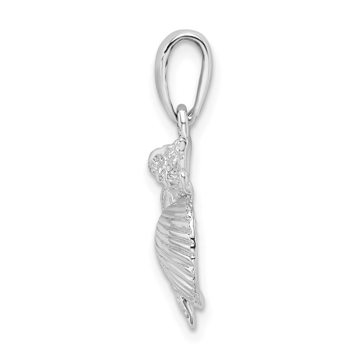 Million Charms 925 Sterling Silver Nautical Sea Life  Charm Pendant, Four Shell Cluster Pendant, 2-D