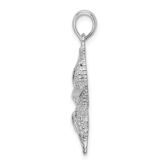 Million Charms 925 Sterling Silver Sea Life Nautical Charm Pendant, Starfish, High Polish & Textured 2-D