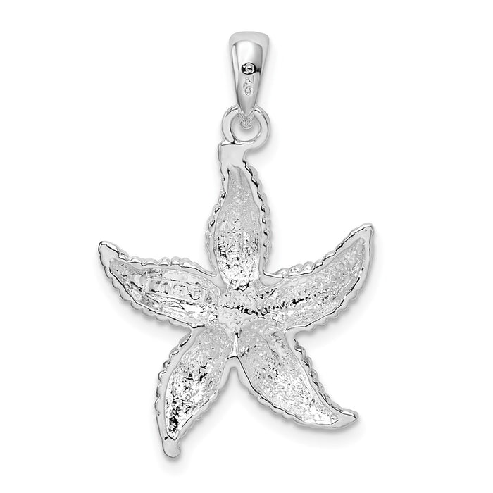 Million Charms 925 Sterling Silver Sea Life Nautical Charm Pendant, Starfish, High Polish & Textured 2-D