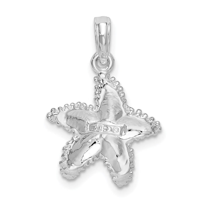 Million Charms 925 Sterling Silver Sea Life Nautical Charm Pendant, Starfish with Beaded Texture