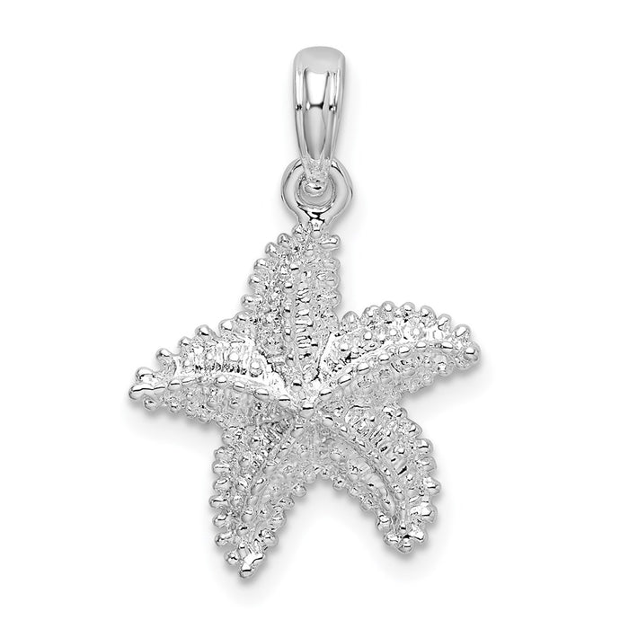 Million Charms 925 Sterling Silver Sea Life Nautical Charm Pendant, Starfish with Beaded Texture