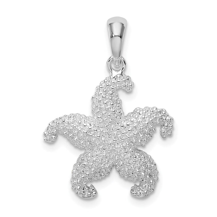 Million Charms 925 Sterling Silver Sea Life Nautical Charm Pendant, Puffed Starfish Pendant, 2-D