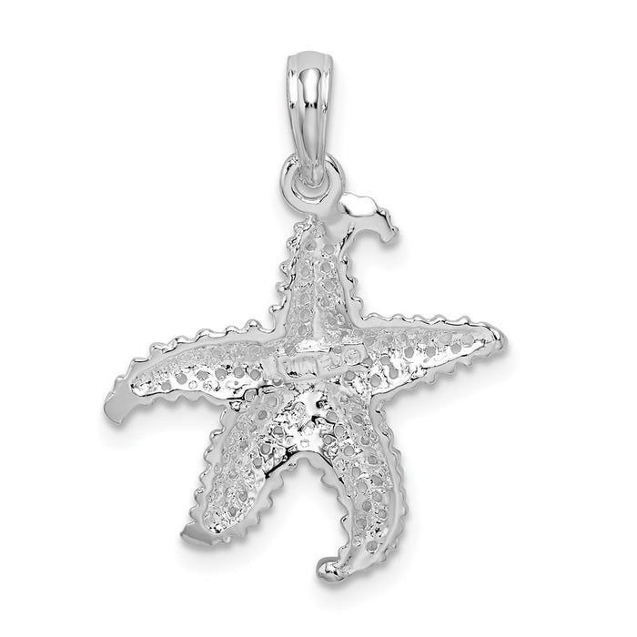 Million Charms 925 Sterling Silver Sea Life Nautical Charm Pendant, Starfish with Small Holes 2-D