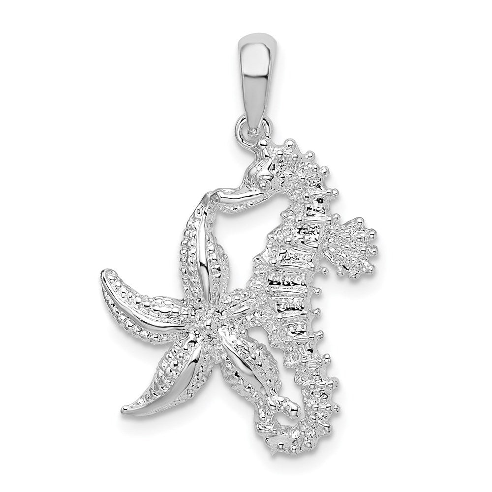Million Charms 925 Sterling Silver Sea Life Nautical Charm Pendant, Starfish & Seahorse