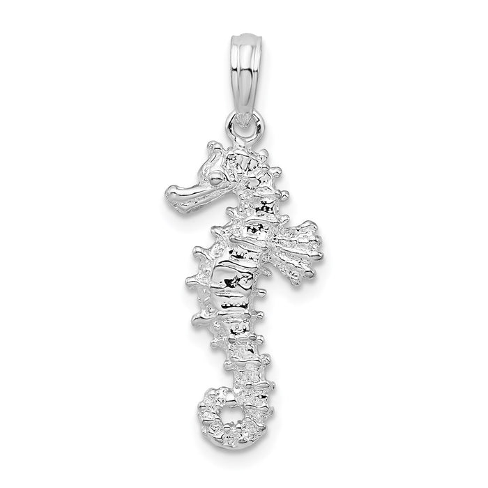 Million Charms 925 Sterling Silver Nautical Sea Life Charm Pendant, 3-D Seahorse Pendant