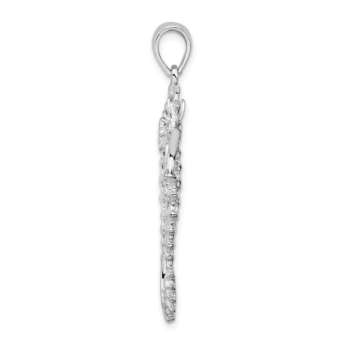 Million Charms 925 Sterling Silver Nautical Sea Life Charm Pendant, 3-D Seahorse, Textured