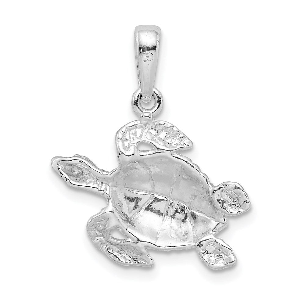 Million Charms 925 Sterling Silver Animal   Charm Pendant, Sea Turtle, High Polish & Textured