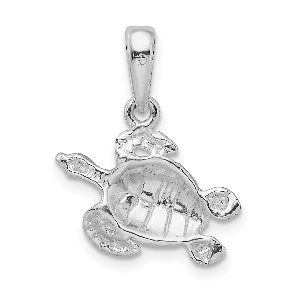 Million Charms 925 Sterling Silver Animal   Charm Pendant, Sea Turtle, High Polish & Textured