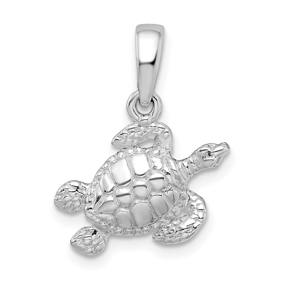 Million Charms 925 Sterling Silver Animal   Charm Pendant, Sea Turtle, High Polish & Textured