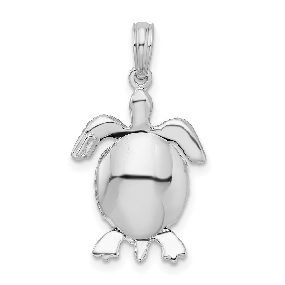 Million Charms 925 Sterling Silver Animal   Charm Pendant, 3-D Moveable Sea Turtle, Satin Belly