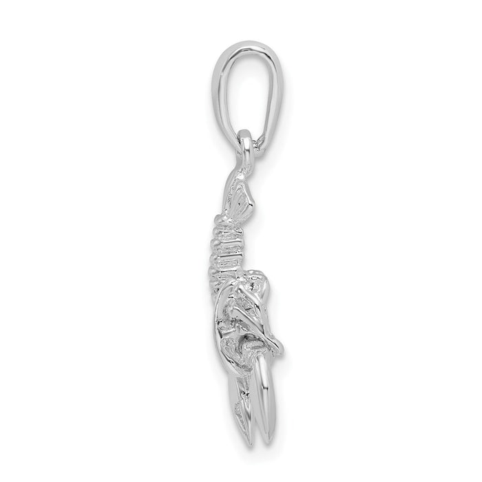 Million Charms 925 Sterling Silver Animal Sea Life  Charm Pendant, 3-D Moveable Lobster, 2-D