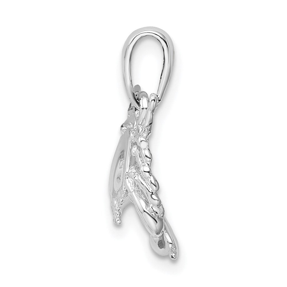 Million Charms 925 Sterling Silver Nautical Sea Life  Charm Pendant, Stone Crab Facing Down, 2-D, High Polish