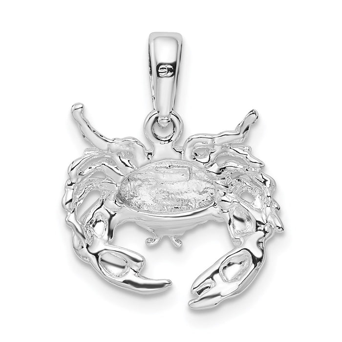 Million Charms 925 Sterling Silver Nautical Sea Life  Charm Pendant, Stone Crab Facing Down, 2-D, High Polish