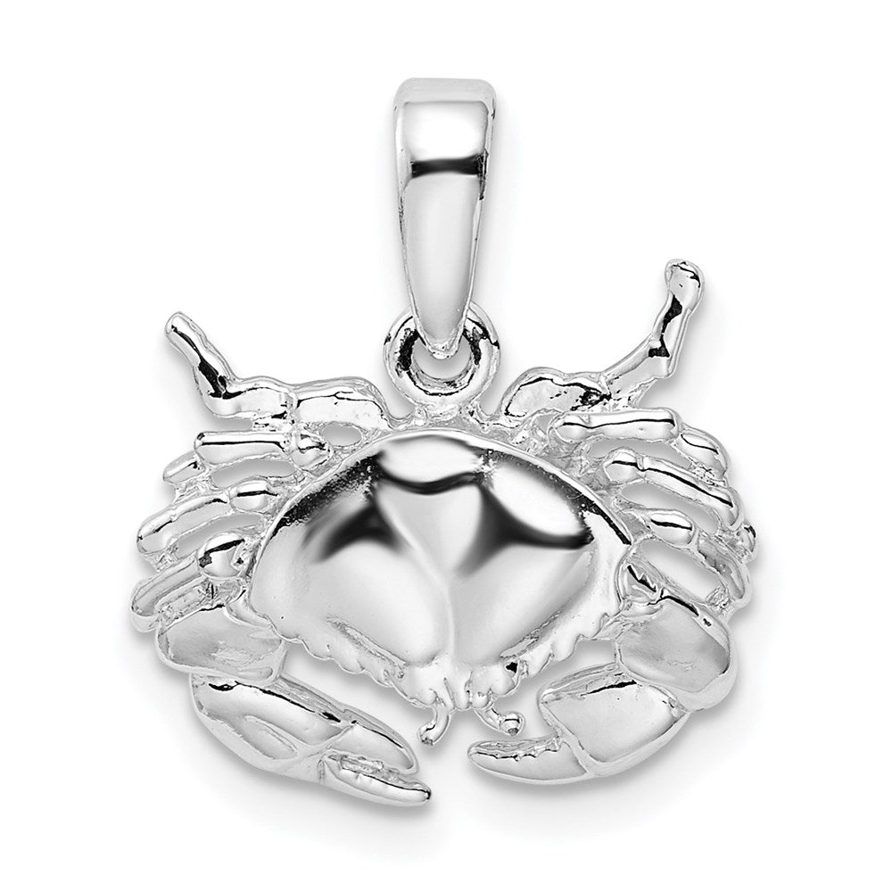 Million Charms 925 Sterling Silver Nautical Sea Life  Charm Pendant, Stone Crab Facing Down, 2-D, High Polish