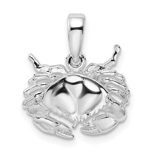 Million Charms 925 Sterling Silver Nautical Sea Life  Charm Pendant, Stone Crab Facing Down, 2-D, High Polish
