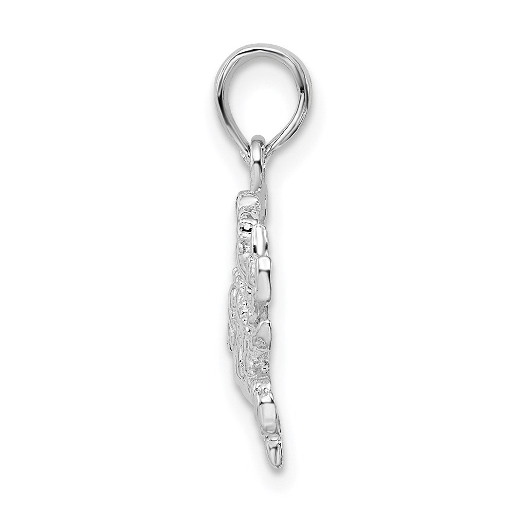 Million Charms 925 Sterling Silver Nautical Sea Life  Charm Pendant, Blue Crab, 2-D