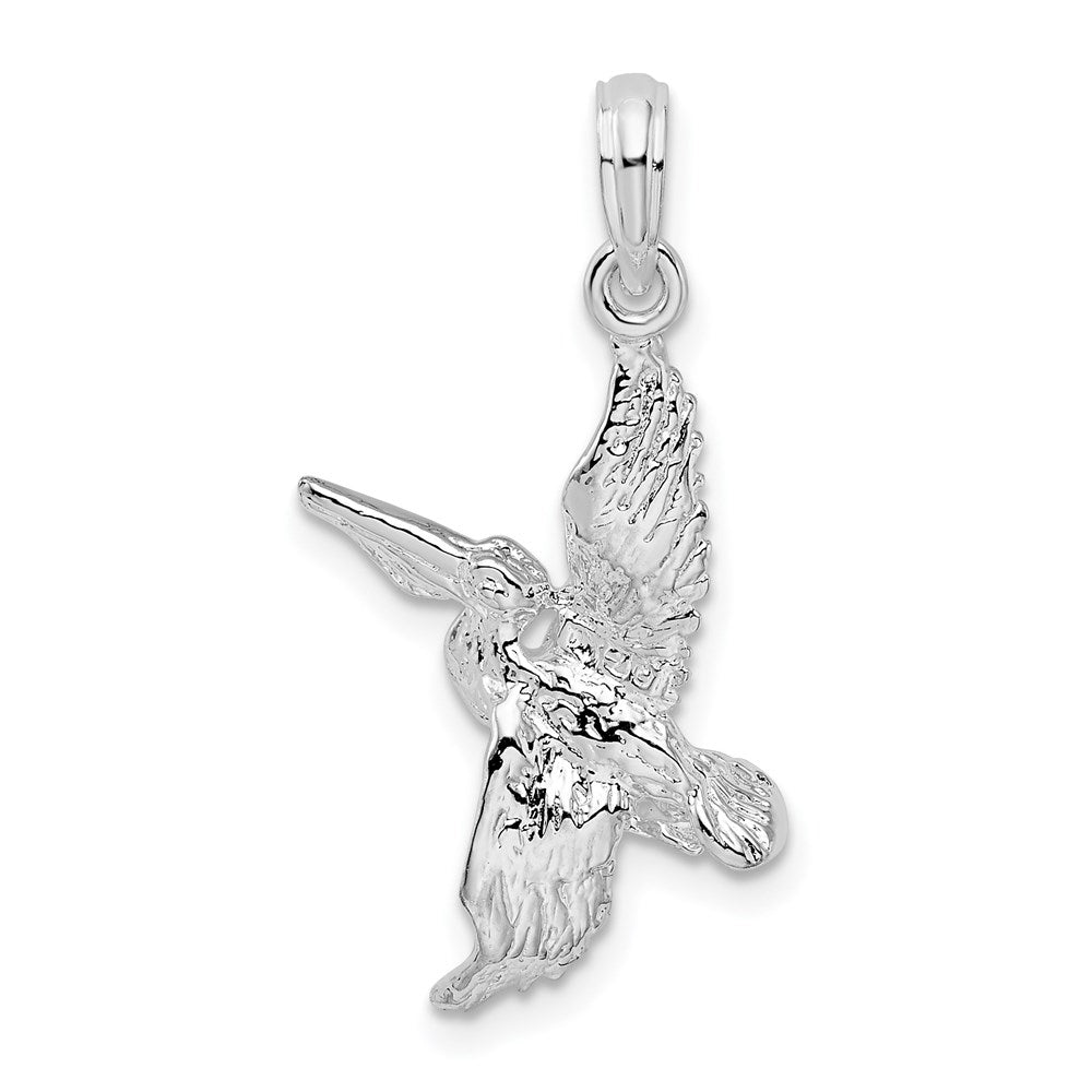 Million Charms 925 Sterling Silver Animal Bird  Charm Pendant, 3-D Pelican Flying
