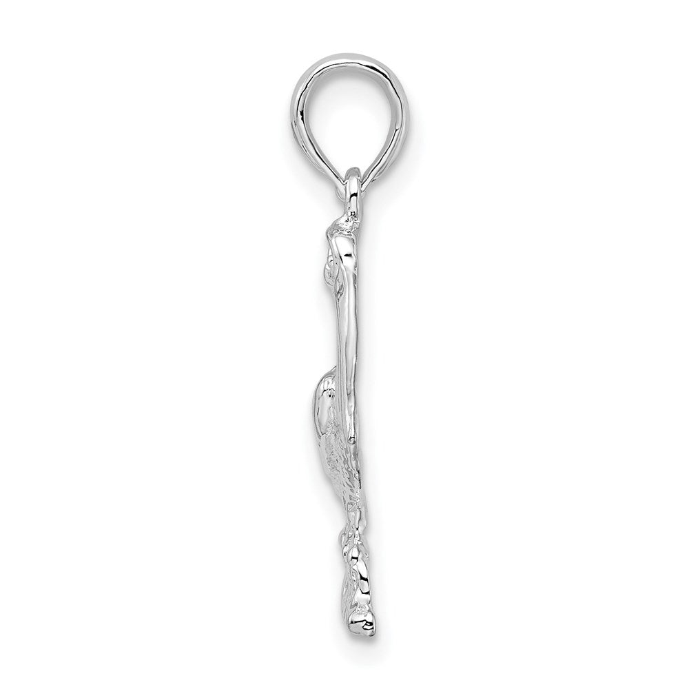 Million Charms 925 Sterling Silver Animal Bird  Charm Pendant, Small Pelican Standing, 2-D