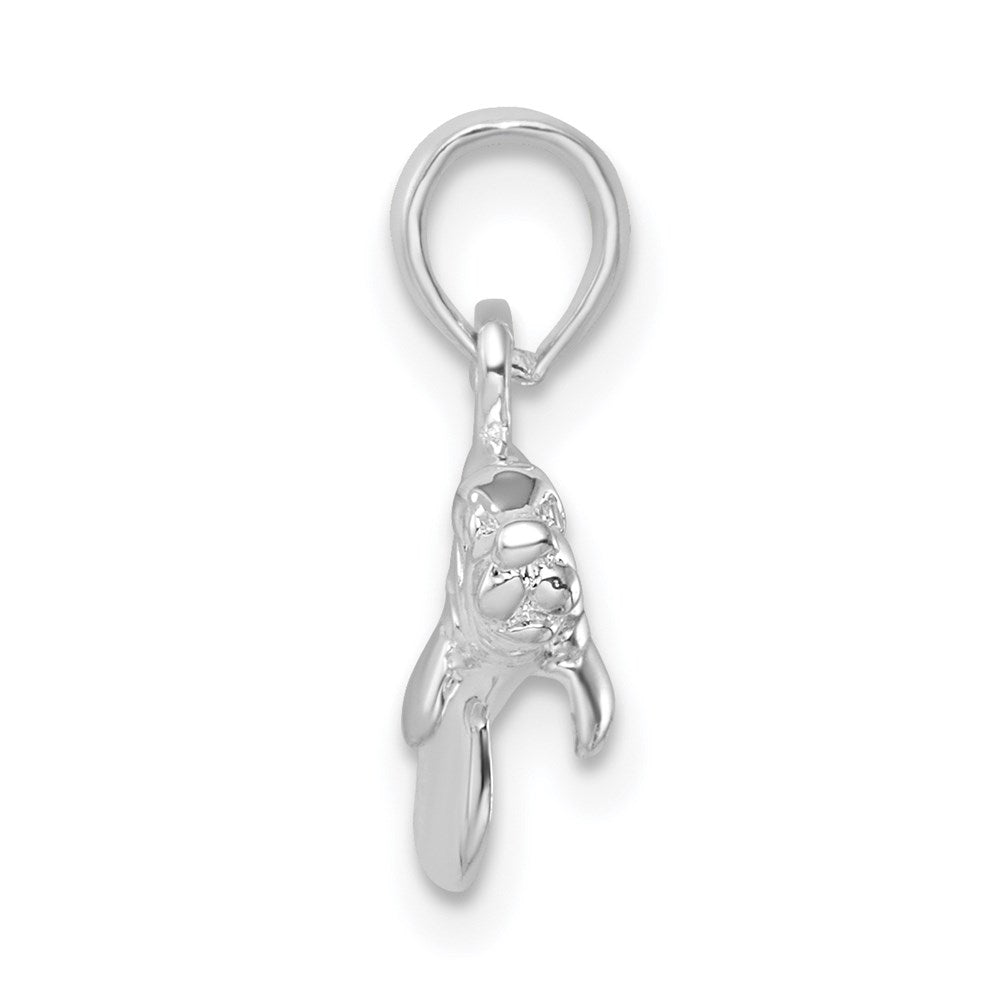 Million Charms 925 Sterling Silver Charm Pendant, 3-D Manatee Swimming, High Polish