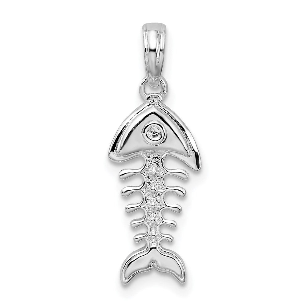 Million Charms 925 Sterling Silver Sea Life Nautical Charm Pendant, 3-D Fishbone Pendant, High Polish