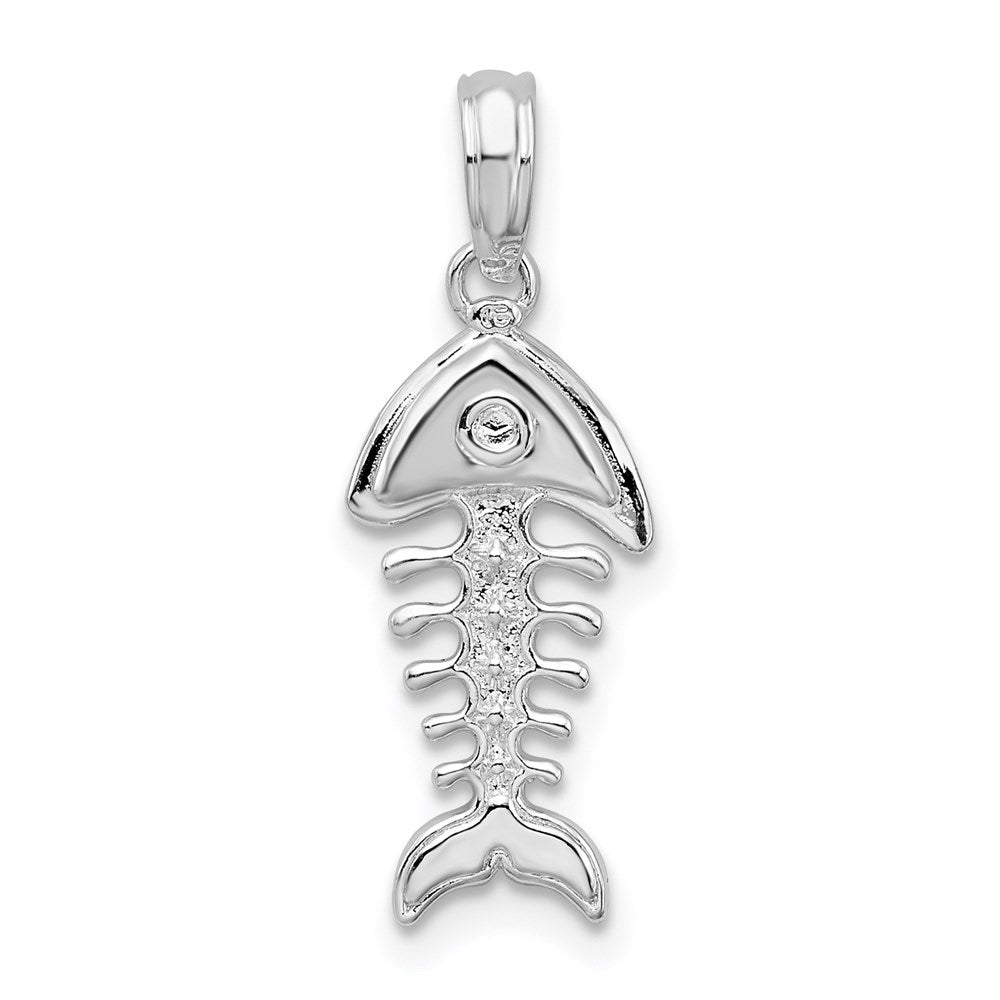 Million Charms 925 Sterling Silver Sea Life Nautical Charm Pendant, 3-D Fishbone Pendant, High Polish