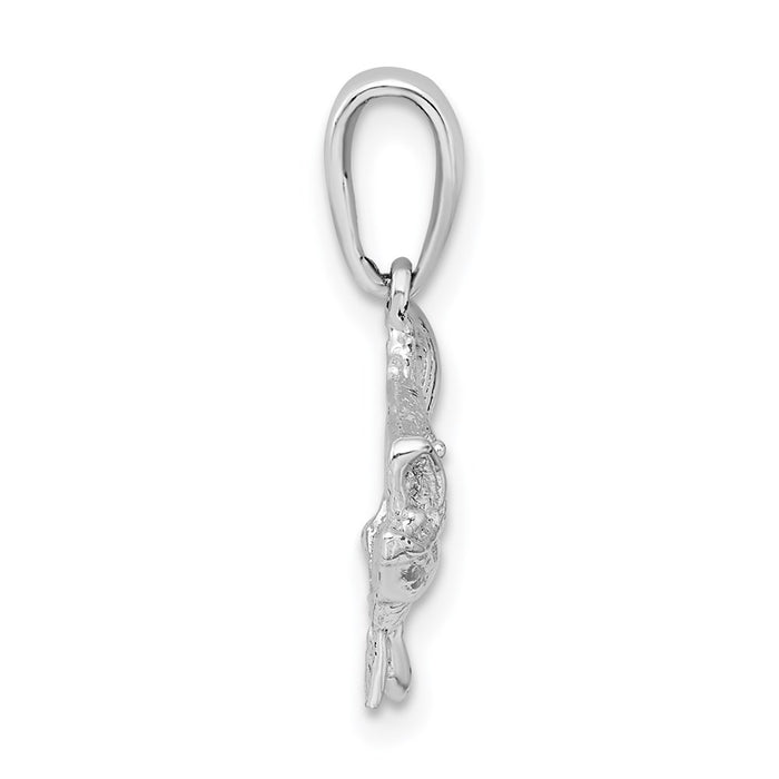 Million Charms 925 Sterling Silver Sea Life Nautical Charm Pendant, Open Mouth Bass Fish