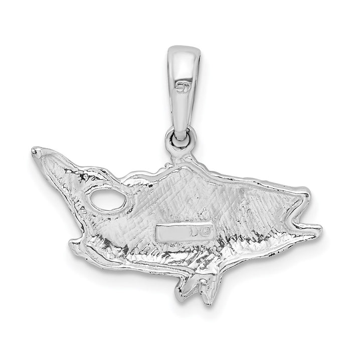 Million Charms 925 Sterling Silver Sea Life Nautical Charm Pendant, Open Mouth Bass Fish
