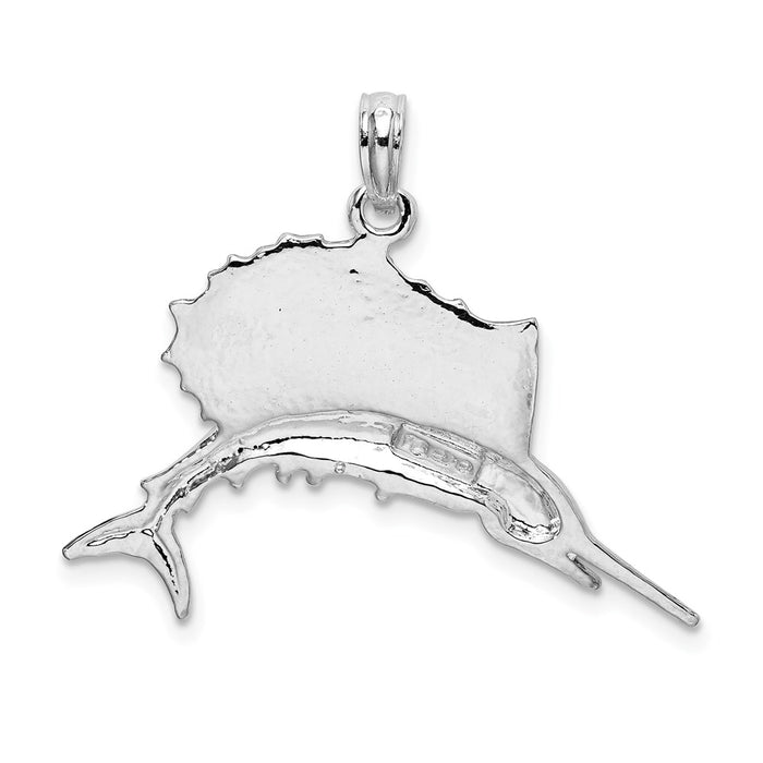 Million Charms 925 Sterling Silver Sea Life Nautical Charm Pendant, Sailfish, High Polish