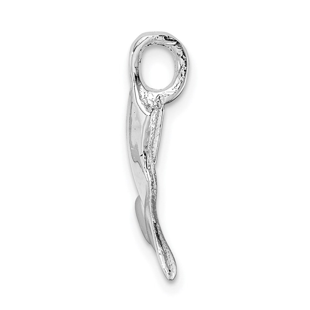 Million Charms 925 Sterling Silver Nautical Sea Life Charm Pendant, Small 3-D Whale Tail, High Polish