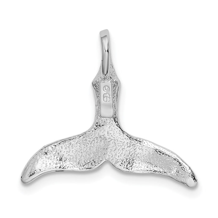 Million Charms 925 Sterling Silver Nautical Sea Life Charm Pendant, Small 3-D Whale Tail, High Polish
