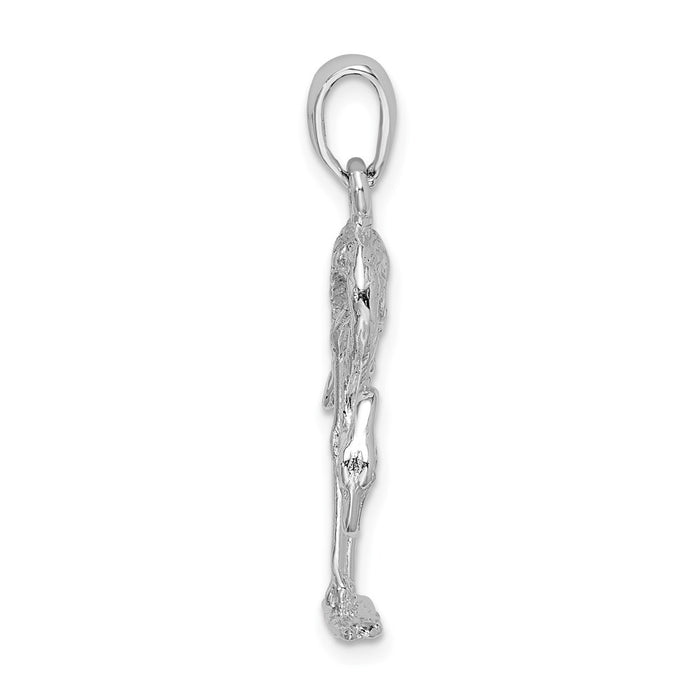 Million Charms 925 Sterling Silver Animal Charm Pendant, 3-D Flamingo, Textured