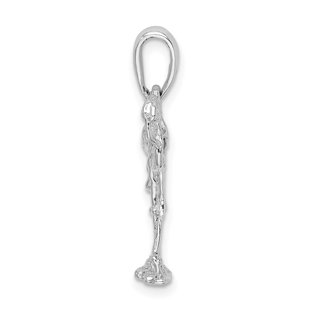 Million Charms 925 Sterling Silver Animal Charm Pendant, Small 3-D Flamingo with Head Up