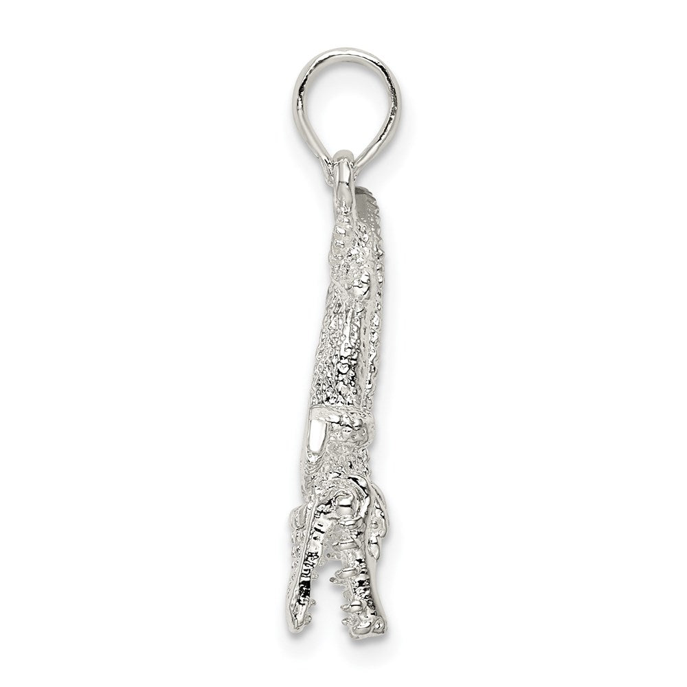 Million Charms 925 Sterling Silver Charm Pendant, 3-D Alligator