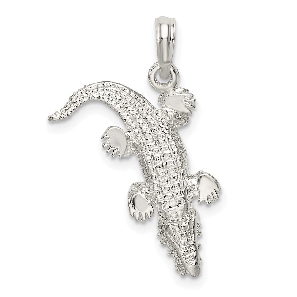 Million Charms 925 Sterling Silver Charm Pendant, 3-D Alligator